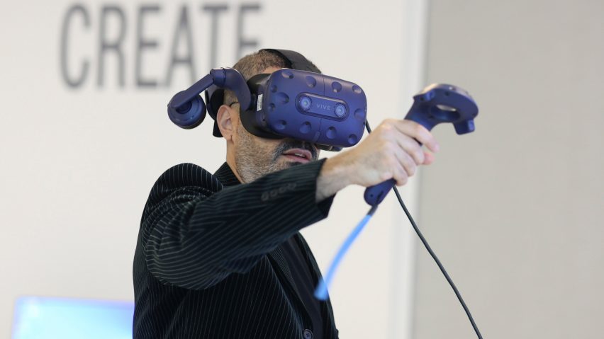 Person wearing a VR headset