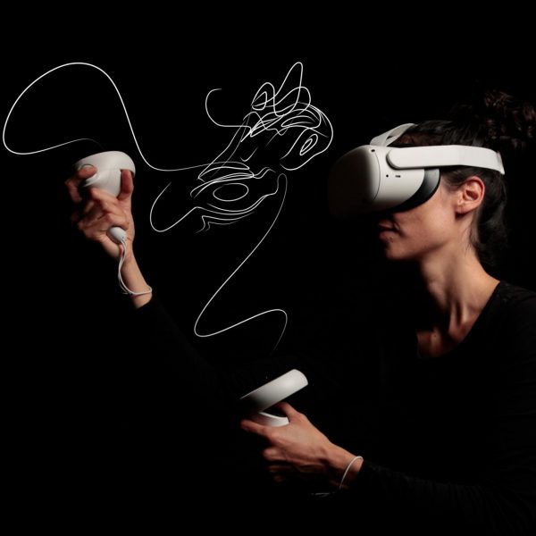Photo of person wearing VR headset