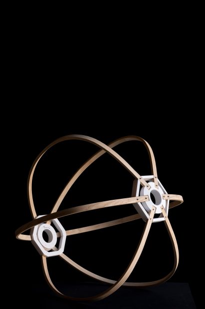 Photograph of an assembled frame as part of the light installation