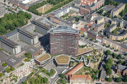 An ariel view of Mærsk Tower in Copenhagen