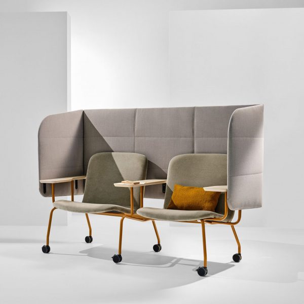 Photo of chairs and panel in grey and green 