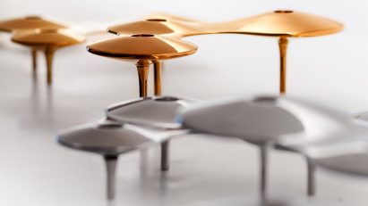 Silver and gold candle holders