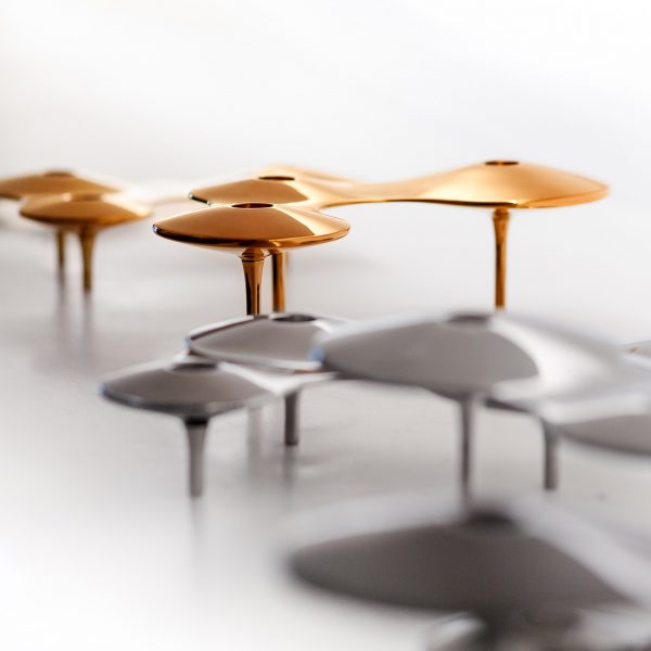 Silver and gold candle holders