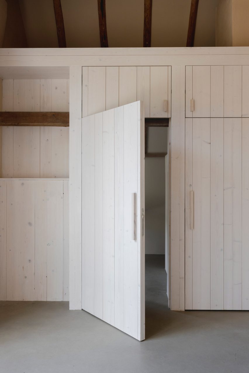 Bathroom door and closets in Barn at the Ahof by Julia van Beuningen