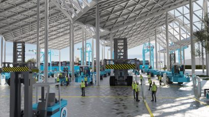 Port terminal sheltered by solar canopies