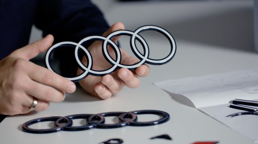 A white and black Audi car logo