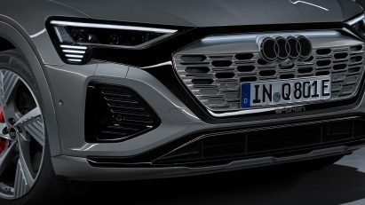 A silver Audi car