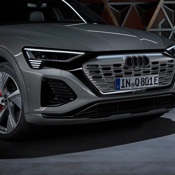 A silver Audi car