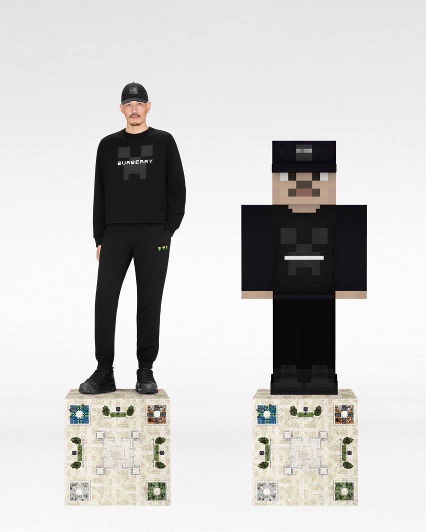 A digital model wearing black Burberry clothes