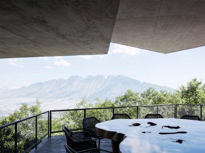 Outside terrace overlooking the surrounding landscape
