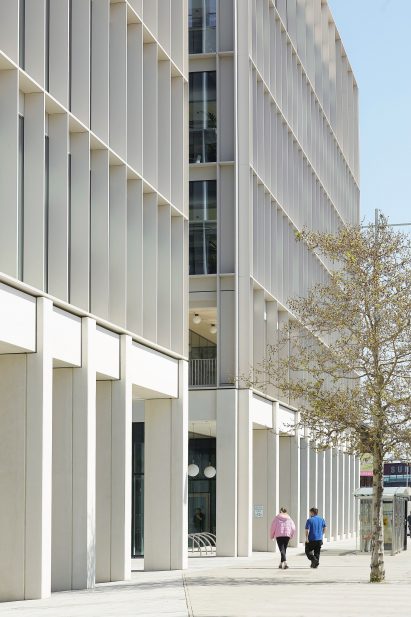 Colonnaded facade by FaulknerBrowns
