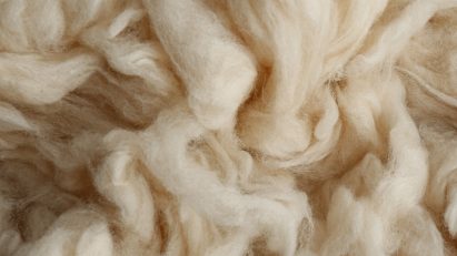 Close up of curly white wool