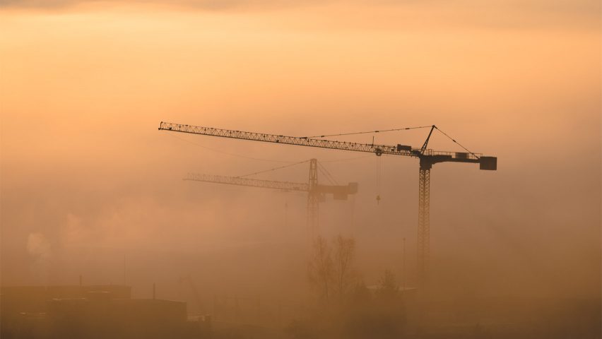 Cranes in mist