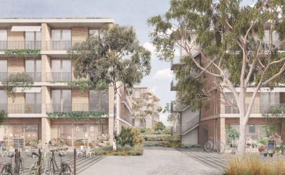 Render of a public square at Dairy Road