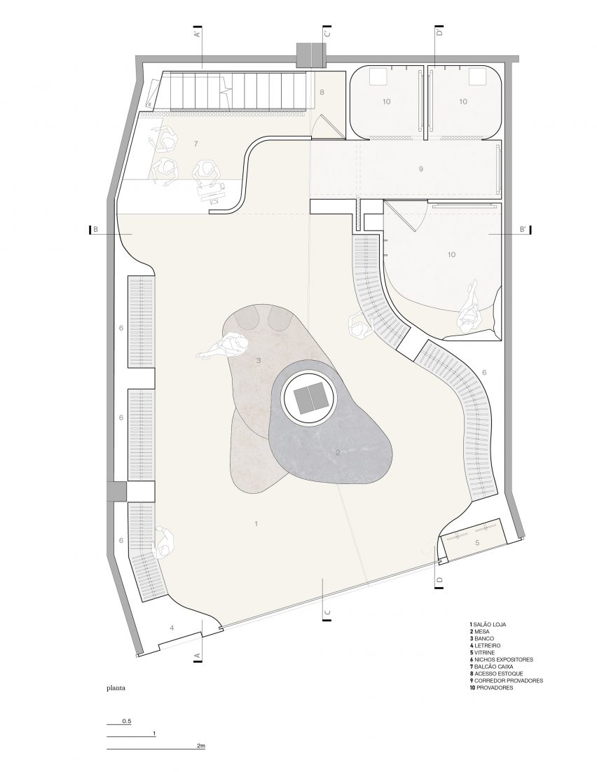 Haight clothing store floor plan by AIA Estúdio