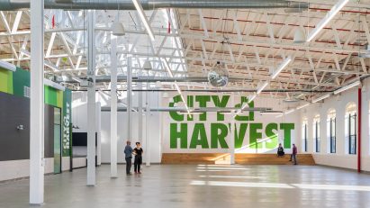Interior of food-distribution centre in New York