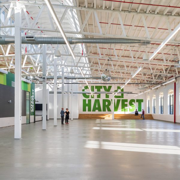 Interior of food-distribution centre in New York