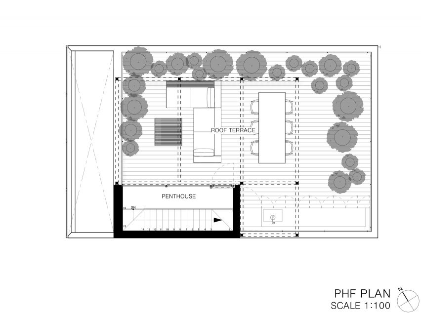 Roof plan of Espirit House in Tokyo by Apollo Architects & Associates