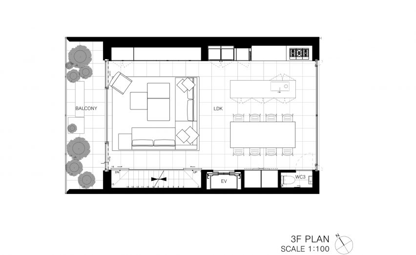 Floor plan of Espirit House in Tokyo by Apollo Architects & Associates