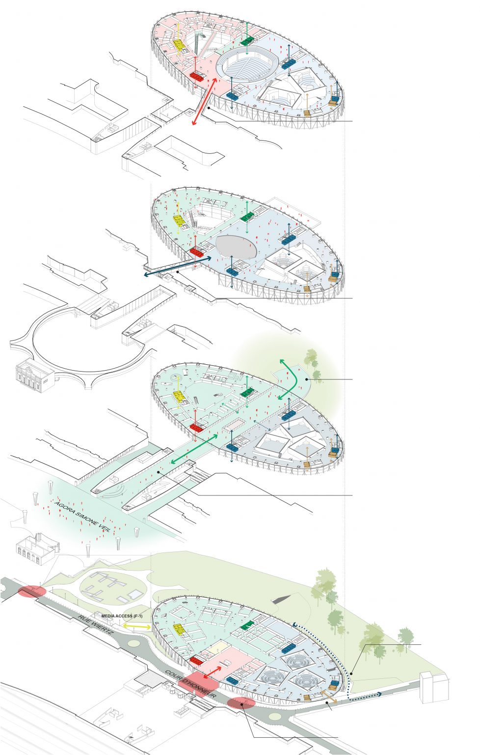 Exploded plans of Paul-Henri Spaak building