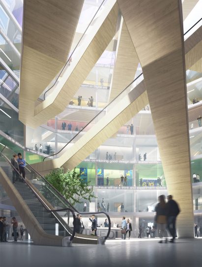 Interior render of the Paul-Henri Spaak building