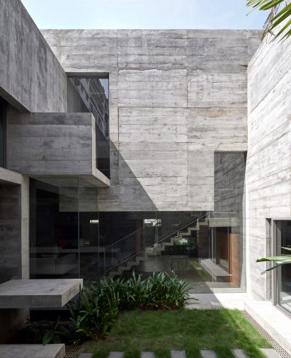 Courtyard of Cut Bend Fold Play house in India
