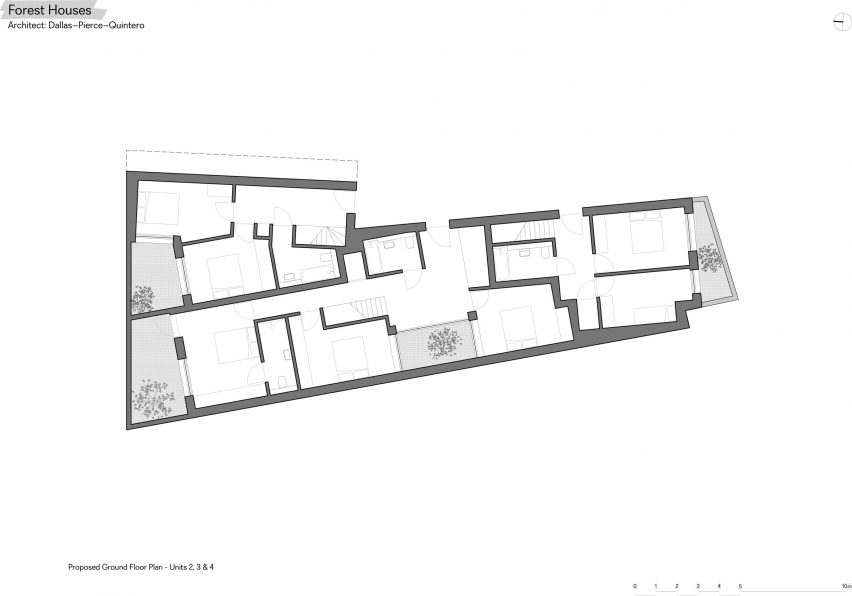 Ground floor plans of Forest Houses in London by Dallas Pierce Quintero