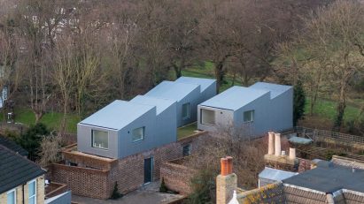 Aerial view of Forest Houses in London by Dallas Pierce Quintero