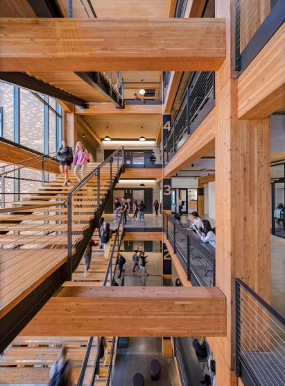 Mass timber stairway