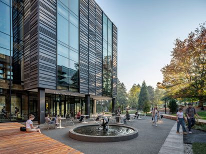 Students in external courtyard