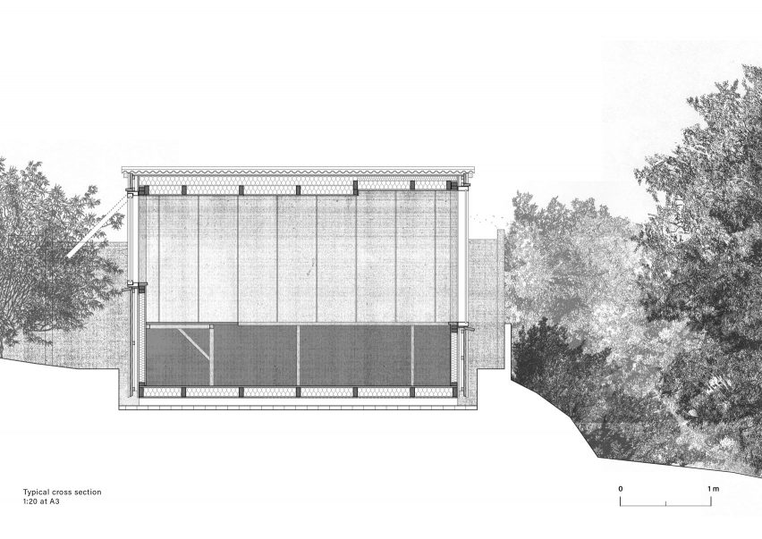 Cross section, The Garden Studio by Michael Dillon of AOMD