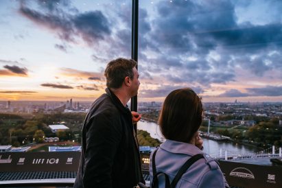 Glass lift at Battersea Power Station