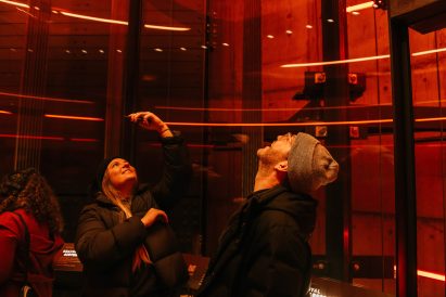 Lift with glass walls