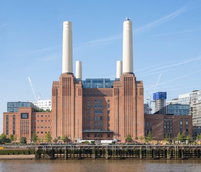 Rebuilt chimney of Battersea Power Station in London