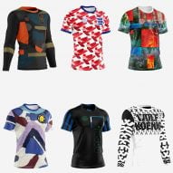Six football shirts by Hen's Teeth