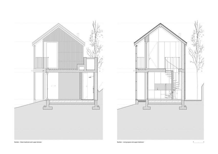 Cross section, Granary House guesthouse by MIMA Housing