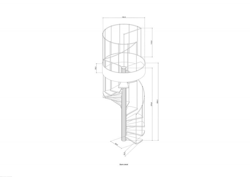Staircase diagram, Granary House guesthouse by MIMA Housing