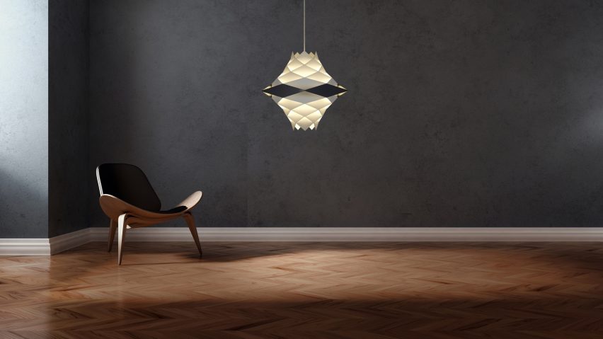 Photograph showing lamp in living space with chair
