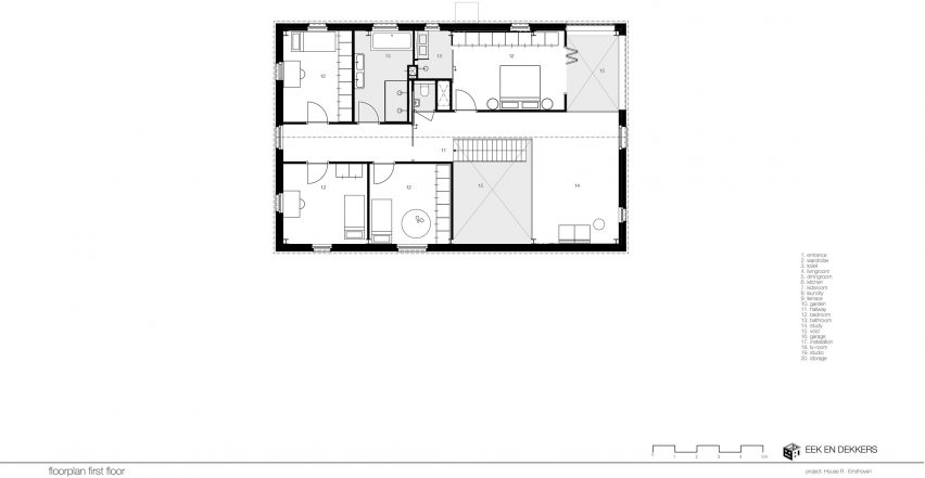 First floor plan of House R by Eek en Dekkers in Eindhoven