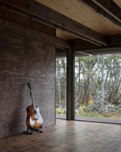 Wood-lined interior of House Tjurpannan