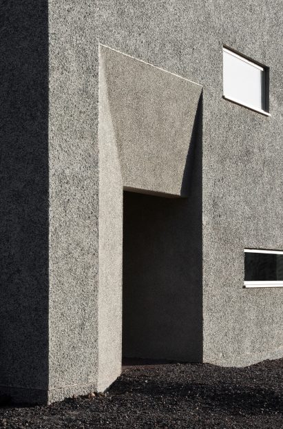 Close of facade clad in crushed TV screens