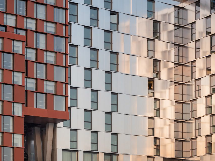 Exterior of InDéfense office and Hôtel OKKO by 3XN in Paris
