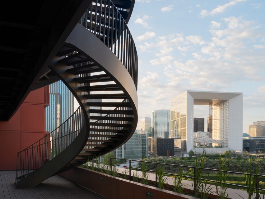 Exterior of InDéfense office and Hôtel OKKO by 3XN in Paris