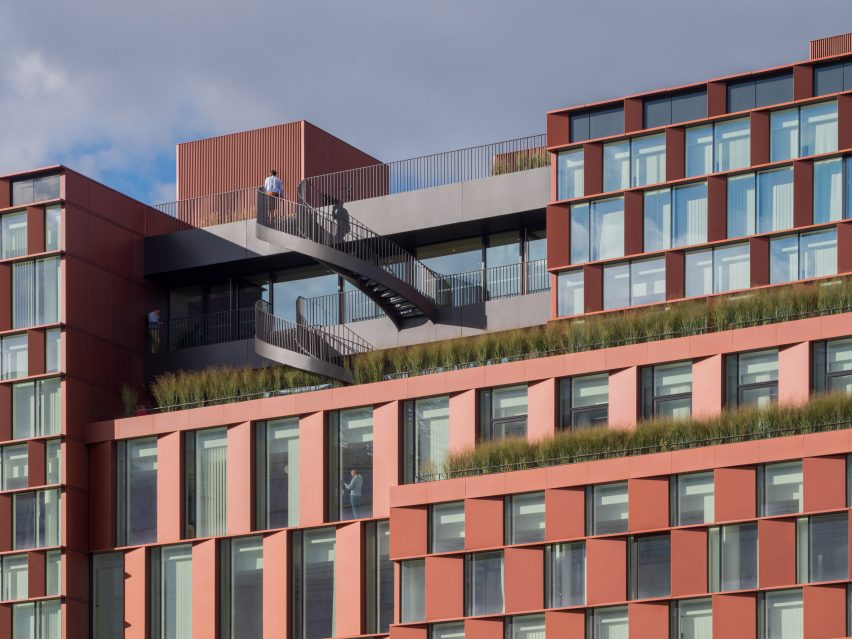 Exterior of InDéfense office and Hôtel OKKO by 3XN in Paris