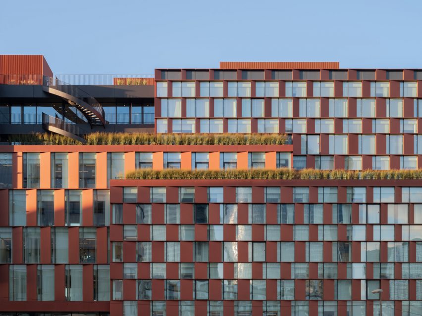Exterior of InDéfense office and Hôtel OKKO by 3XN in Paris