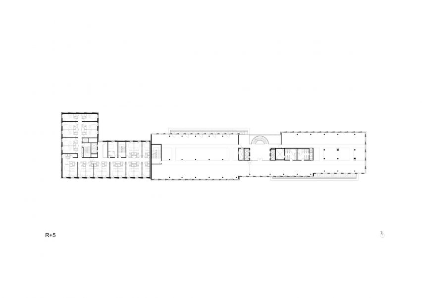 Fifth floor plan of InDéfense office and Hôtel OKKO by 3XN in Paris