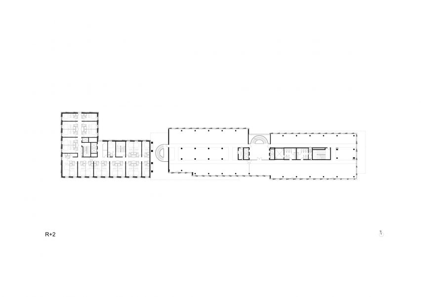 Second floor plan of InDéfense office and Hôtel OKKO by 3XN in Paris