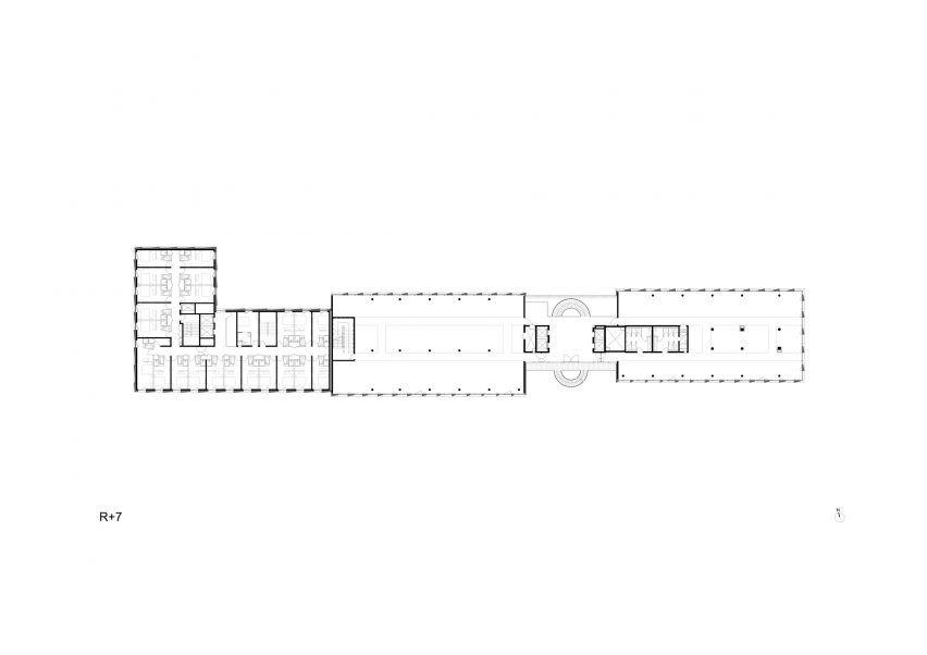 Seventh floor plan of InDéfense office and Hôtel OKKO by 3XN in Paris