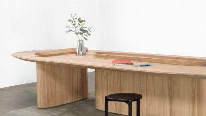 Snøhetta creates Intersection Table from wood harvested from an underwater forest