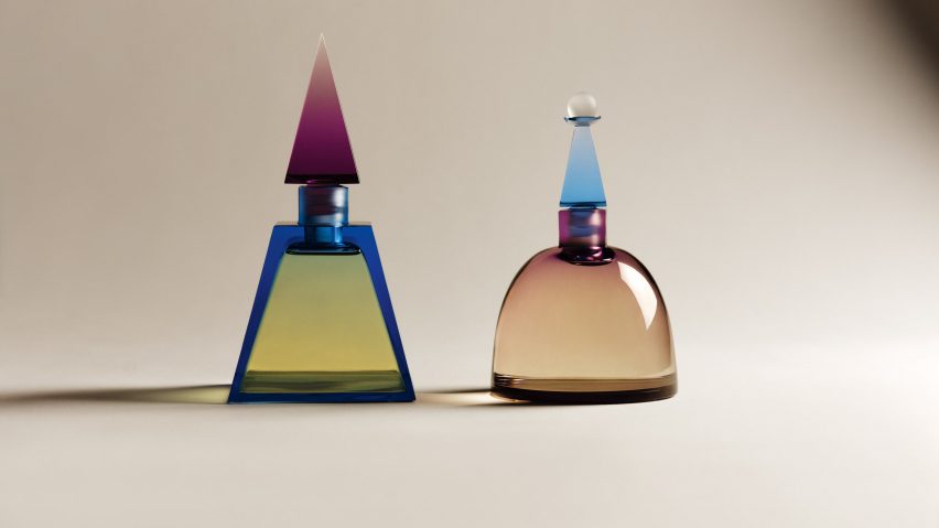 Two colourful perfume bottles by James Turrell from roundup of best product designs 2022
